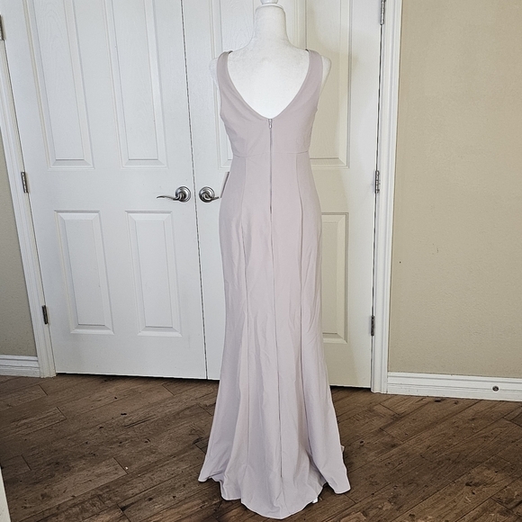 Show Me Your MuMu Morgan Pink Stretch Crepe Sleeveless V-Neck Bridesmaid Gown M - Picture 5 of 13